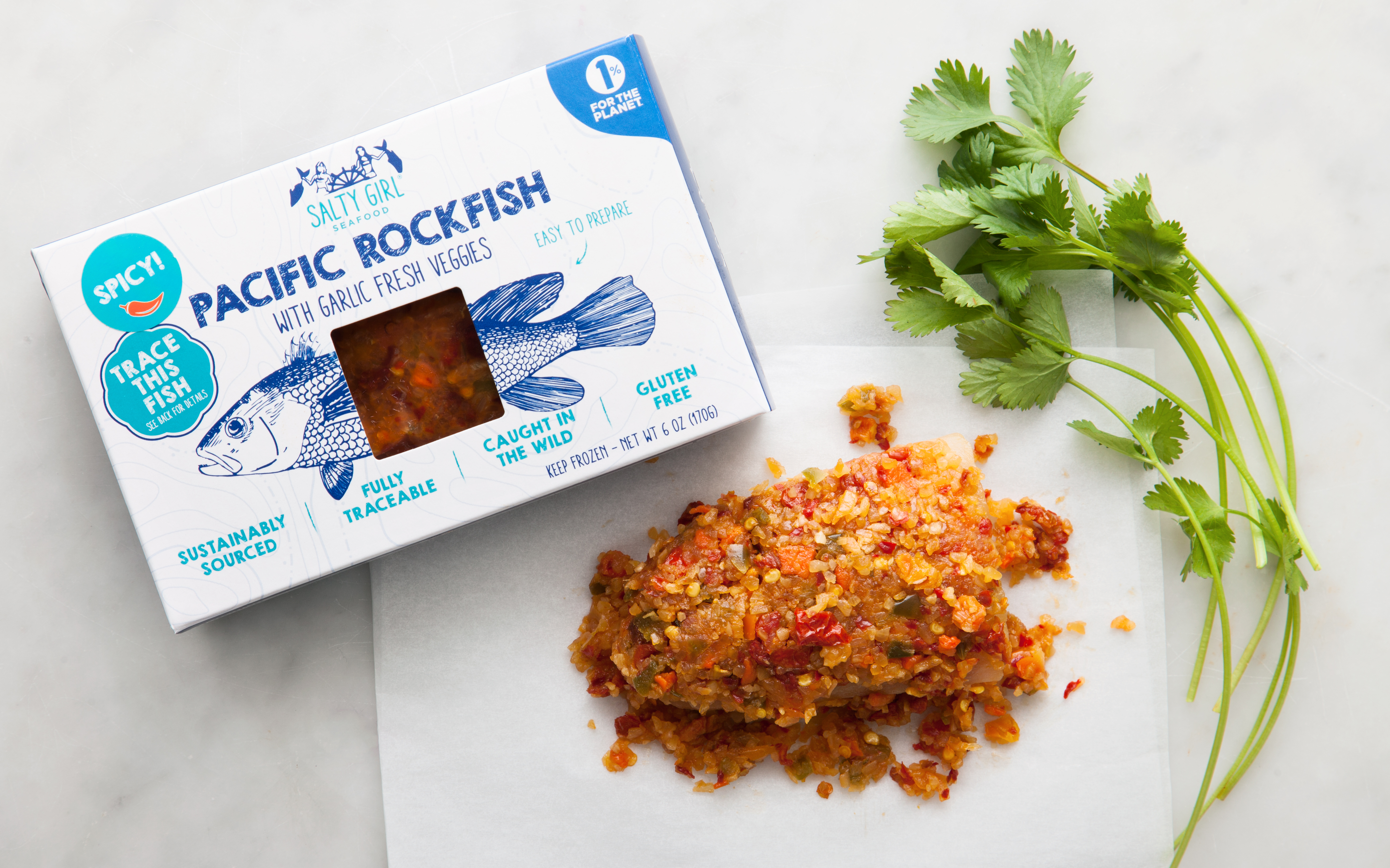 Pacific Rockfish with Garlic & Fresh Veggies (Frozen) Salty Girl